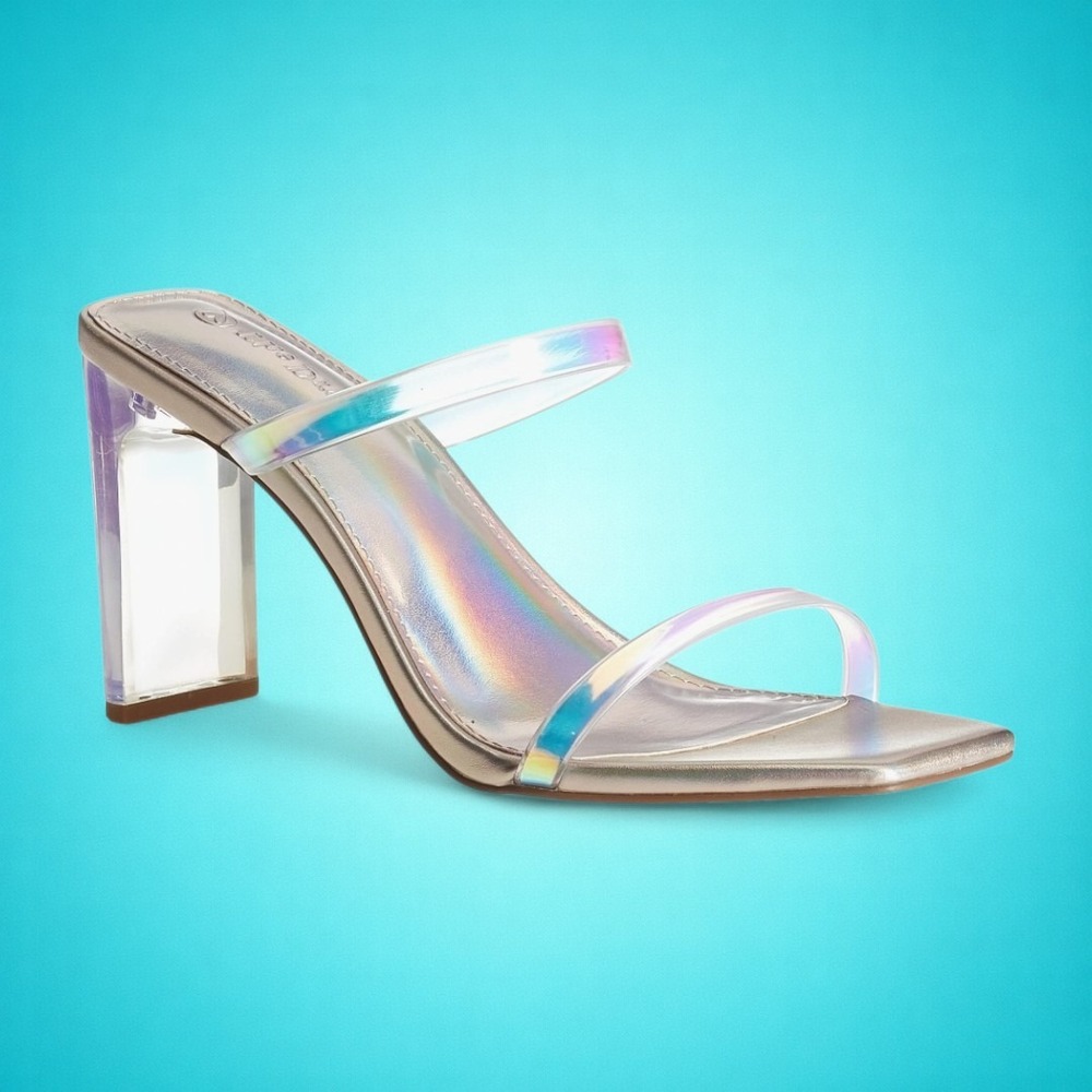 New Women's The Drop Iridescent Strappy Sandal Heels - Size 8.5